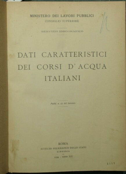 Dati caratteristici dei corsi d'acqua italiani