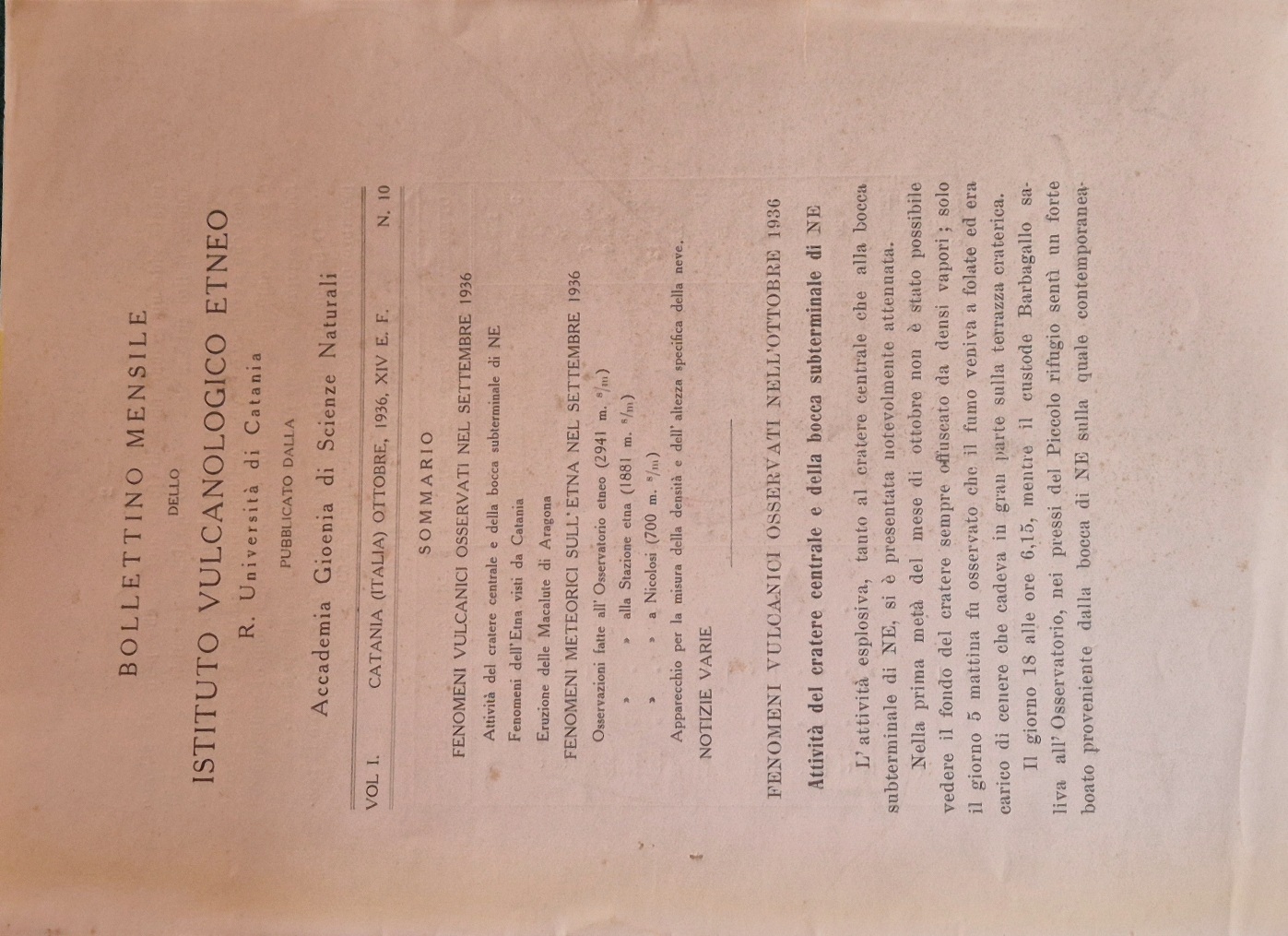 Bollettino mensile dello Istituto Vulcanologico Etneo. Vol. I - Ottobre …