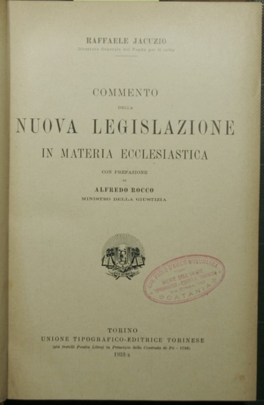 Commento della nuova legislazione in materia ecclesiastica