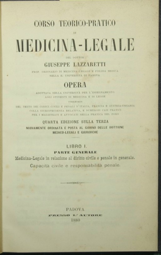 Corso teorico pratico di medicina legale