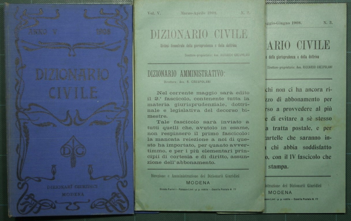 Dizionario civile - Vol. V, 1908 - n. 2-3