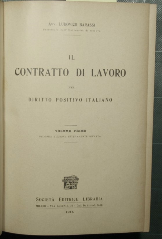 Il contratto di lavoro nel diritto positivo italiano