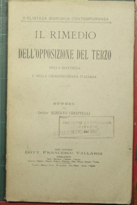 Il rimedio dell'opposizione del terzo nella dottrina e nella giurisprudenza …