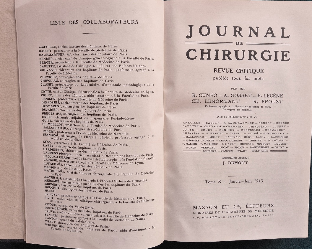 Journal de chirurgie - Tome X - Janvier-Juin 1913