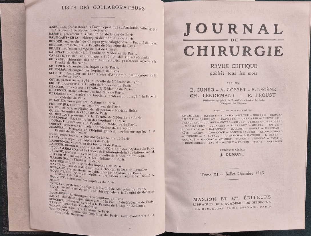 Journal de chirurgie - Tome XI - Juillet-Decembre 1913