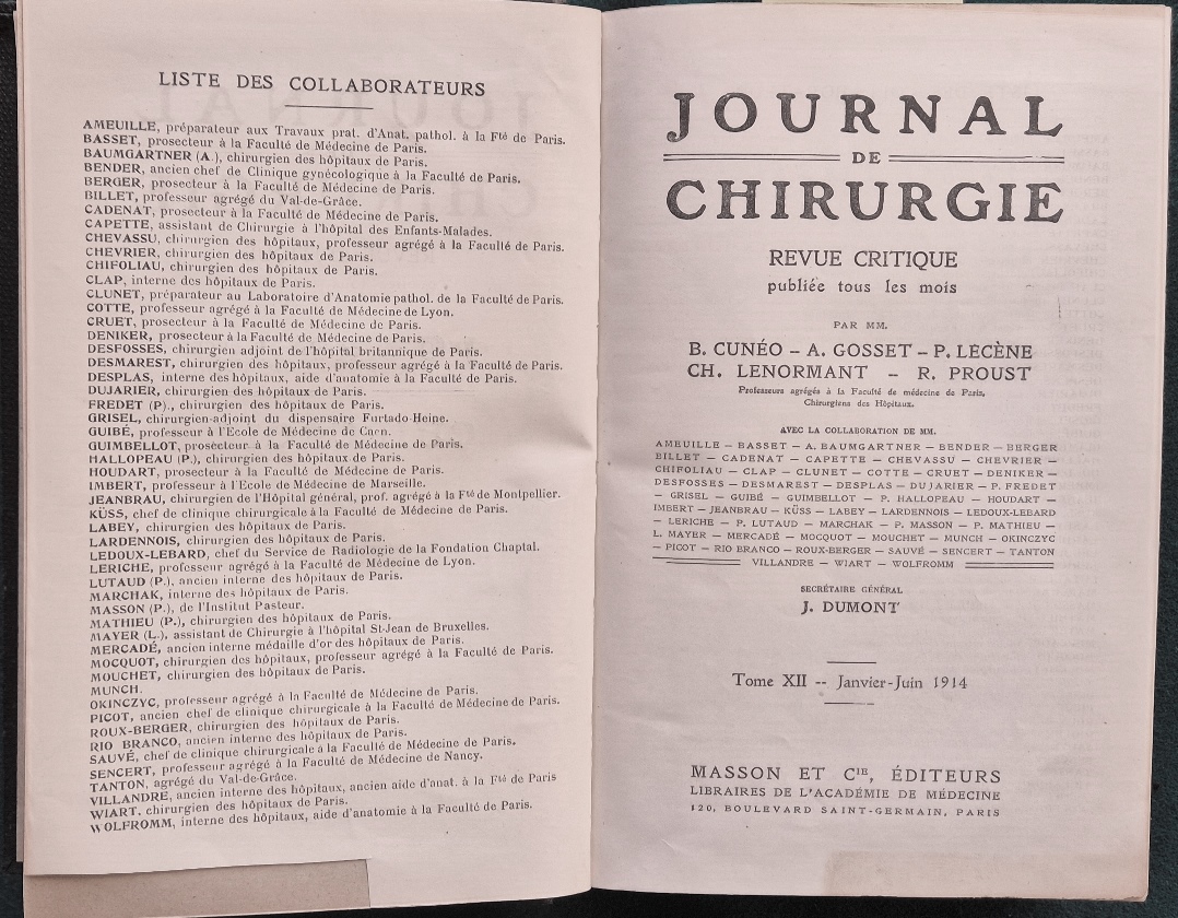 Journal de chirurgie - Tome XII - Janvier-Juin 1914