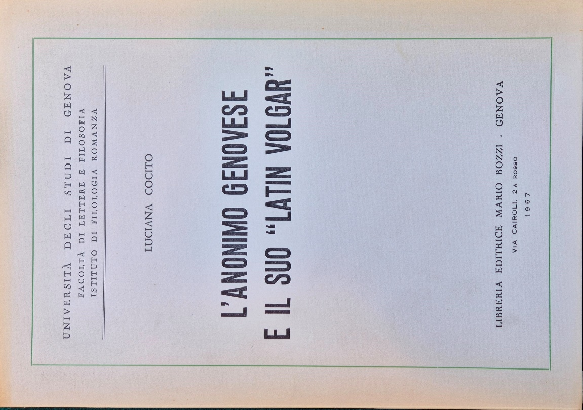 L'anonimo genovese e il suo latin volgar