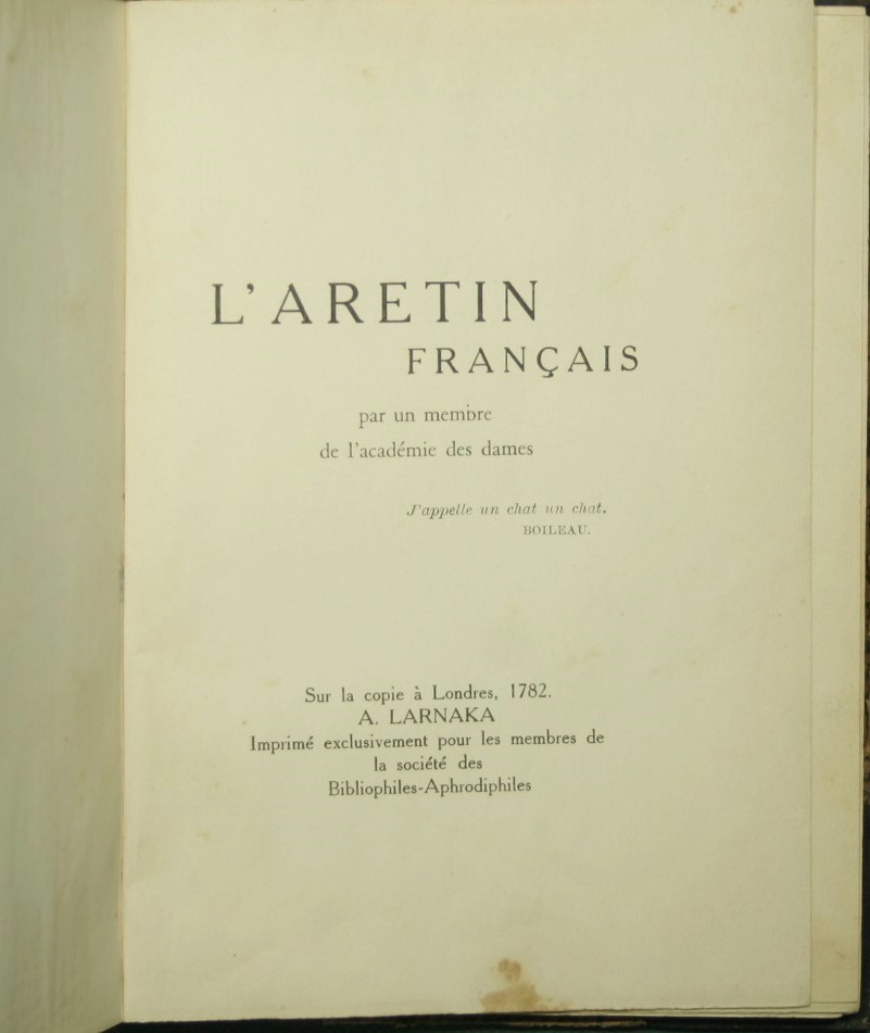 L'Aretin francais - Les Epices de Venus ou Pieces diverses …