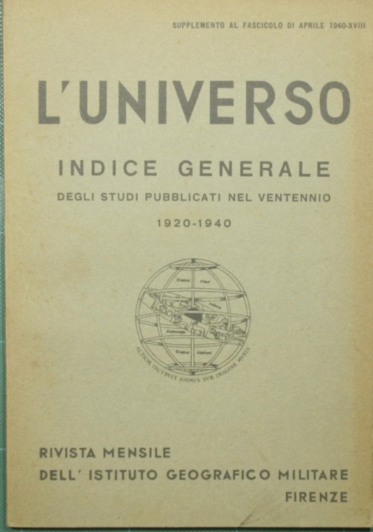 L'universo. Indice generale degli studi pubblicati nel ventennio 1920-1940