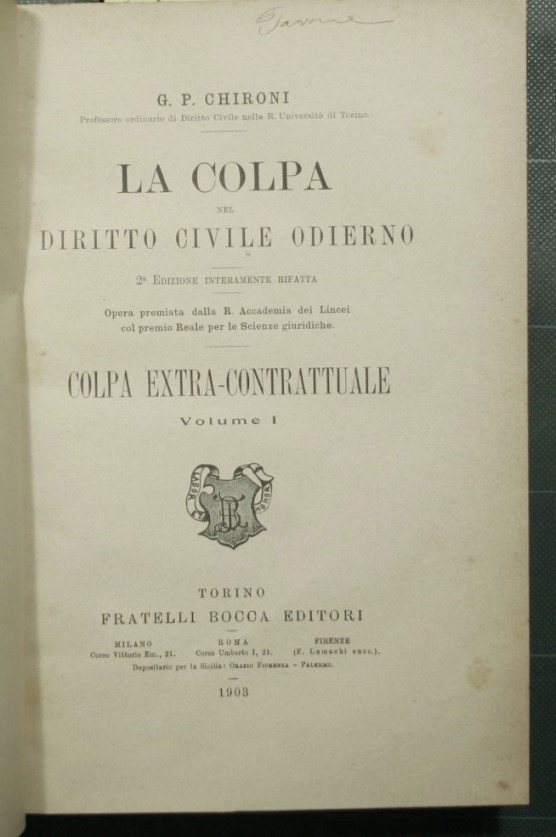 La colpa nel diritto civile odierno - Colpa extra-contrattuale