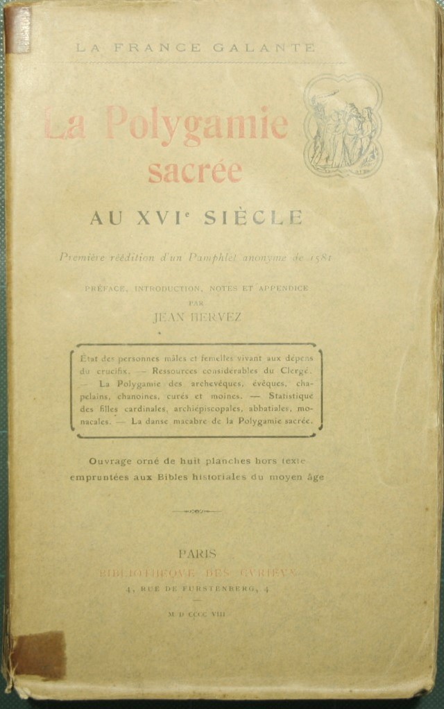 La polygamie sacree au XVI siecle