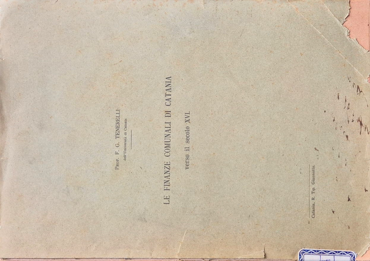 Le finanze comunali di Catania verso il secolo XVI