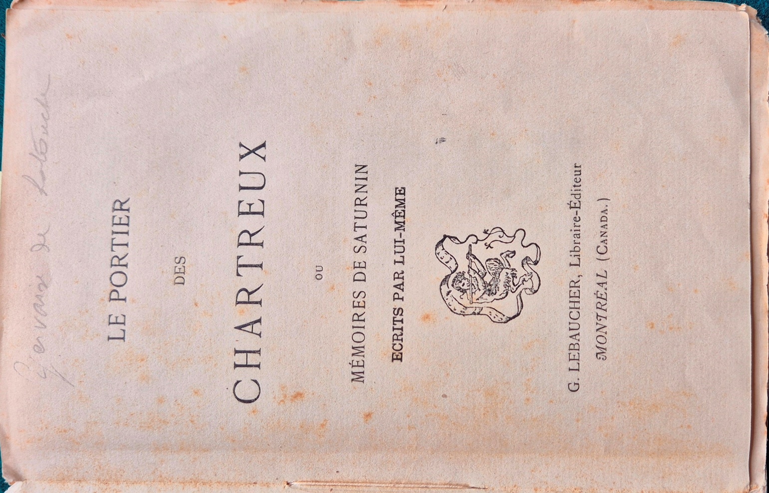 Le portier des chartreux ou Memoires de Saturnin