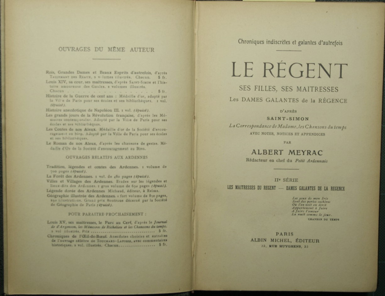 Le regent ses filles, ses maitresses, les dames galantes de …