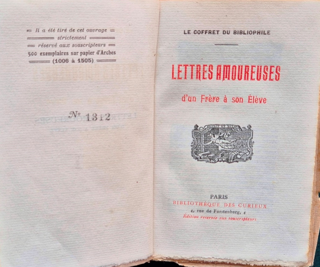 Lettres amoureuses d'un frere a son eleve