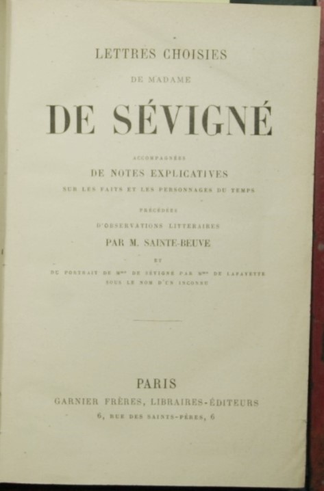 Lettres choisies de madame de Sevigne
