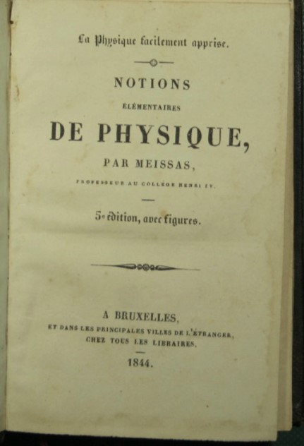 Notions elementaires de physique; Notions elementaires de chimie