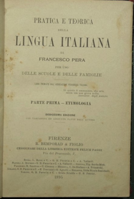 Pratica e teorica della lingua italiana