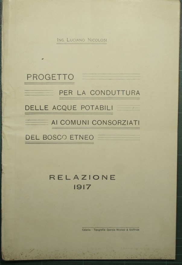 Progetto per la conduttura delle acque potabili ai comuni consorziati …