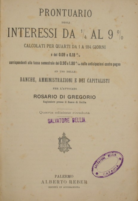 Prontuario degli interessi da 1/4 al 9%