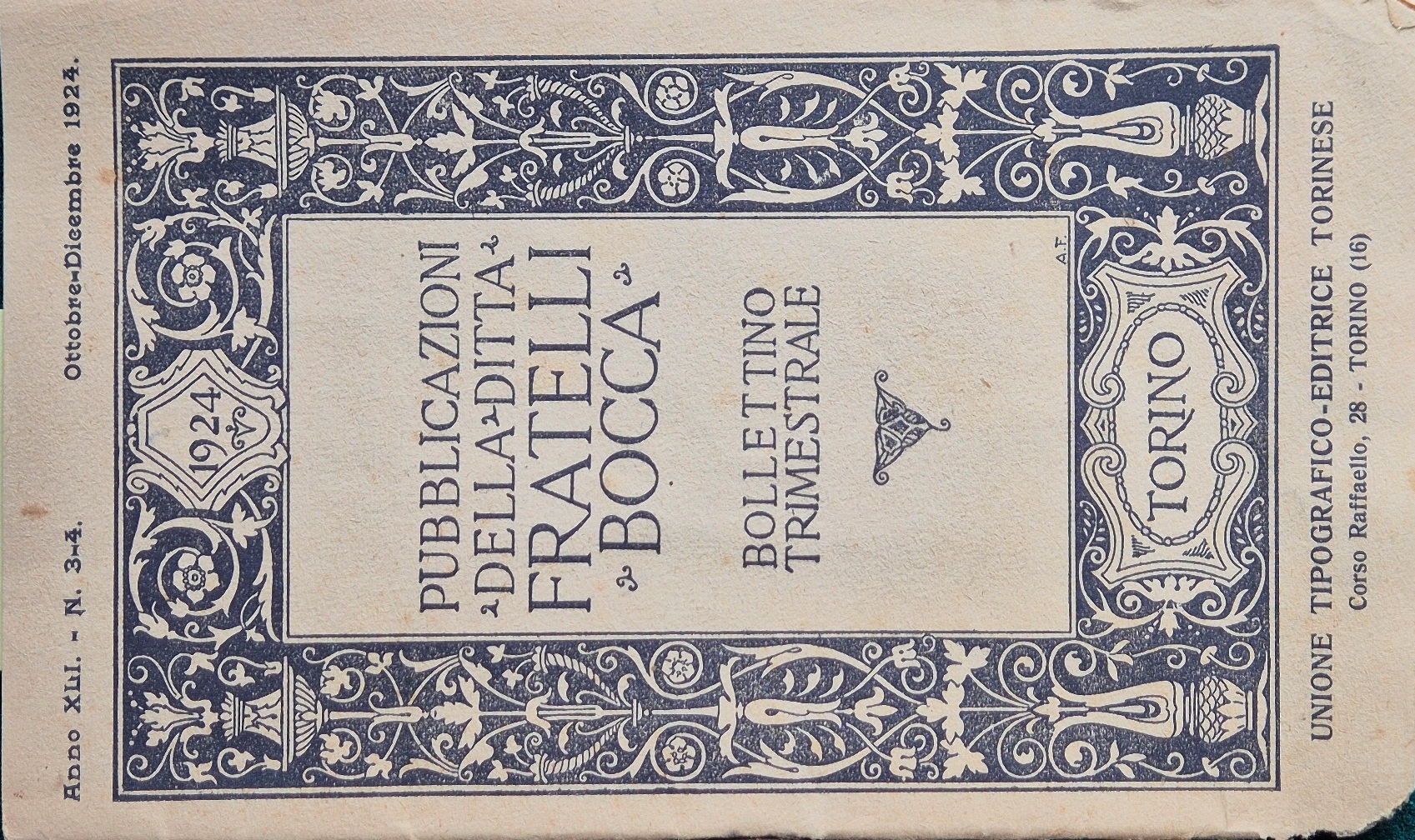 Pubblicazioni della Ditta Fratelli Bocca - Ottobre-Dicembre 1924
