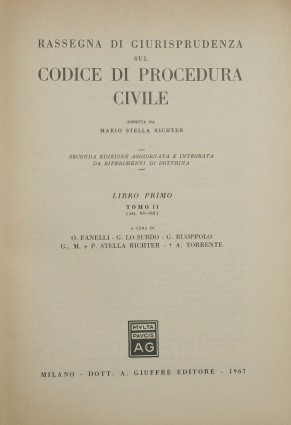 Rassegna di Giurisprudenza sul Codice di Procedura Civile. Libro I, …