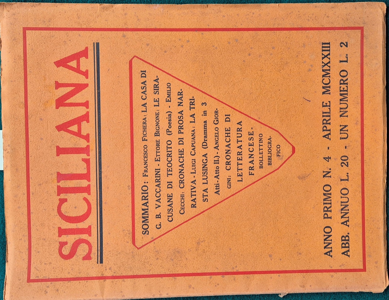 Siciliana - Anno I, N. 4 Aprile 1923