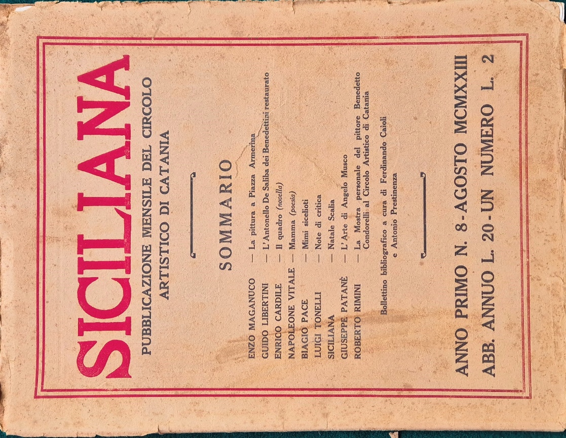 Siciliana - Anno I, N. 8 Agosto 1923