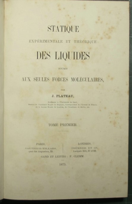 Statique experimentale et theorique des liquides soumis aux seules forces …