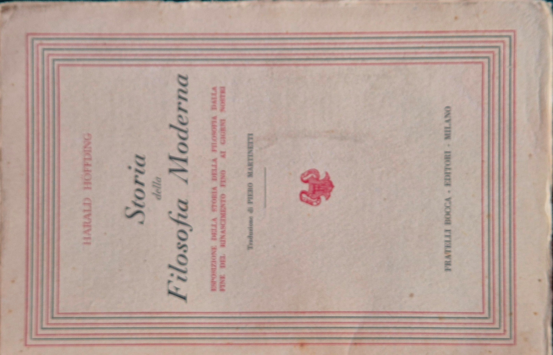 Storia della filosofia moderna Vol. I
