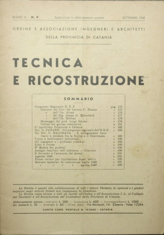 Tecnica e ricostruzione. Settembre 1948