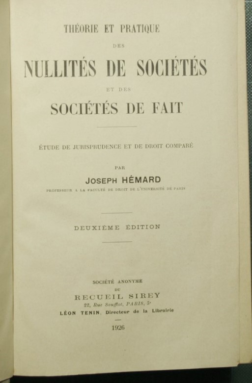 Theorie et pratique des nullites de societes et des societes …