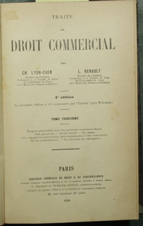 Traite de droit commercial - Tome troisieme