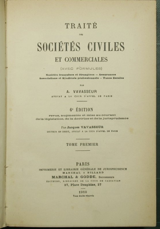 Traite des societes civiles et commerciales