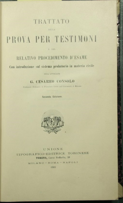 Trattato della prova per testimoni e del relativo procedimento d'esame