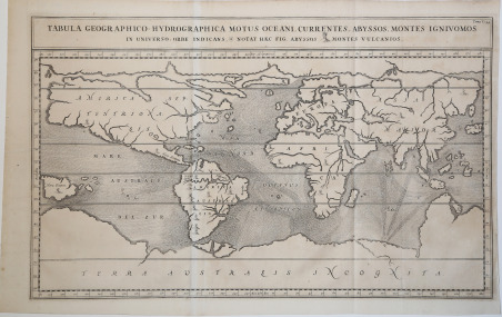 Tabula Geographico-Hydrographica Motus Oceani, Currentes, Abyssos, Montes Igniuomos In Universo …