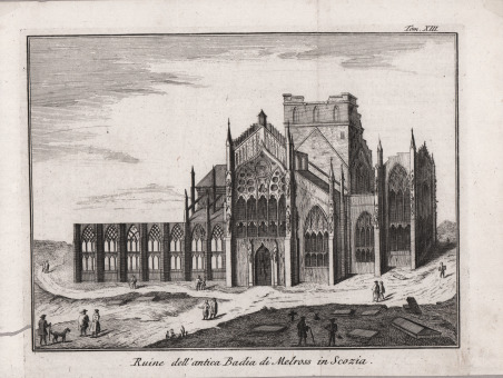 Ruine dell'antica Badia in Melross in Scozia