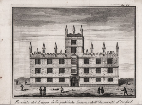 Facciata del Luogo delle pubbliche Lezioni dell'Università d'Oxford