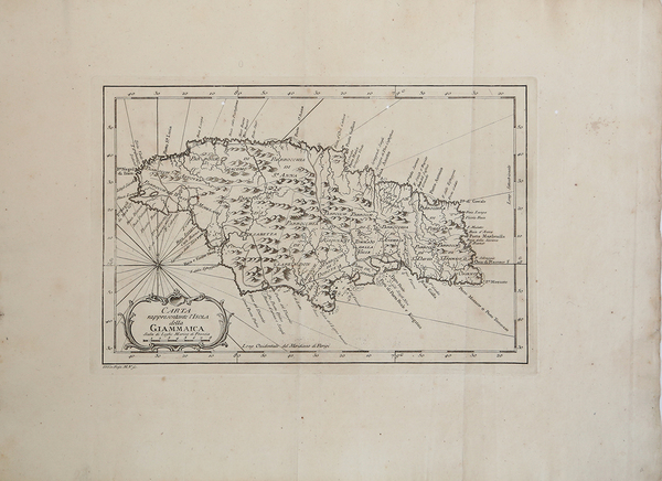 Carta rappresentatnte l'Isola della Giammaica