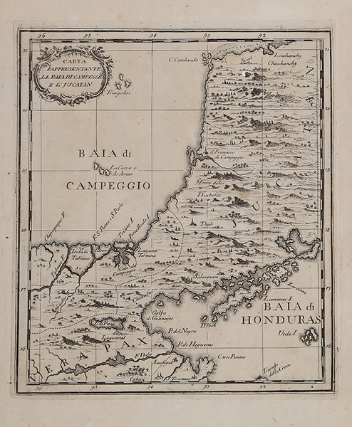 Carta rappresentante la Baia di Campeggio e l'Jucatan