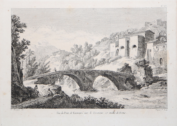 Vue du Pont de Vicovaro sur le Teverone, 27 milles …