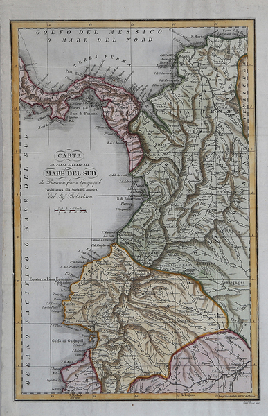Carta de' Paesi situati sul Mare del Sud da Panama …