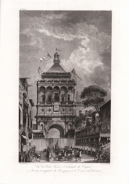 Vue de Porta Nuova a l'extremite du Cassaro & Marche …