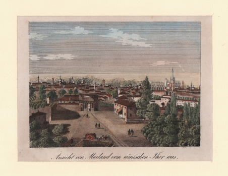 Ansicht von Mailand vom römischen Thor aus