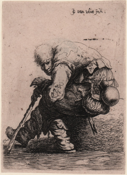 Un mendicante seduto