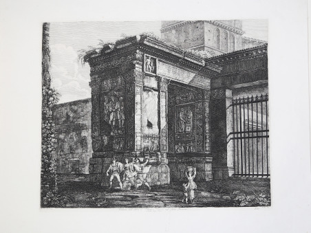 Veduta dell'Arco di Settimio Severo nel Foro Boario erettogli dagl'Orefici