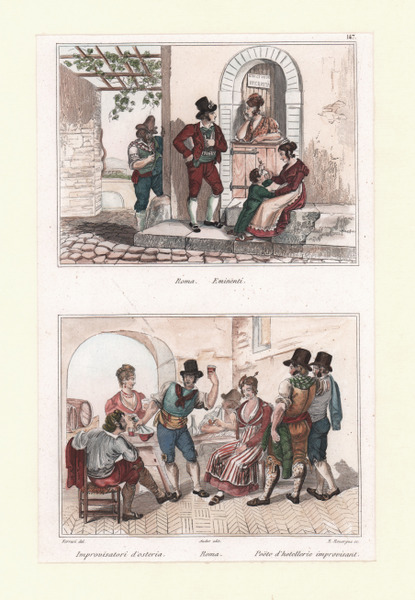 Roma. Eminenti. / Improvvisatori d'osteria. Roma. Poëte d'hotellerie improvisant.