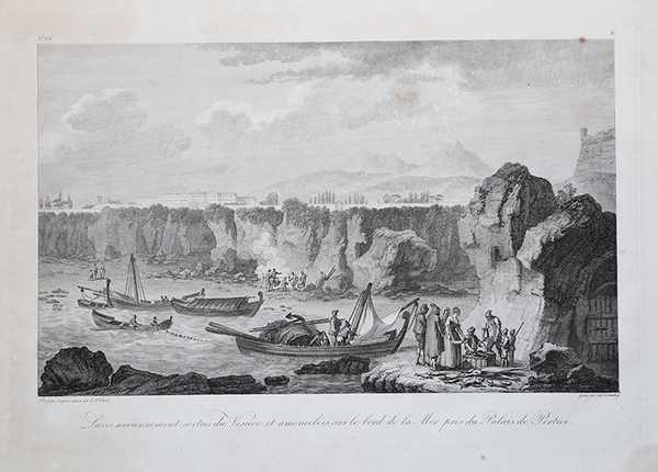 Laves anciennement sorties du Vésuve et amoncelées sur le bord …