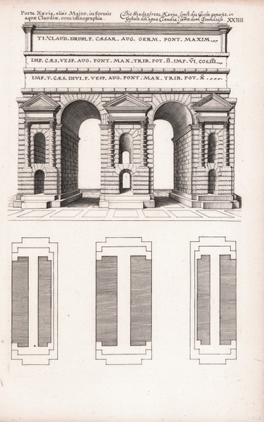 Porta Naevia, alias Major, in formis aquae Claudiae, cum ichnographia