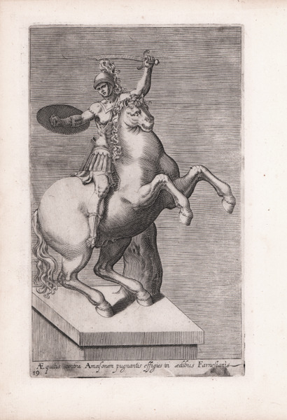 Aequitis contra Amasonem pugnantis effigies in aedibus Farnesianis